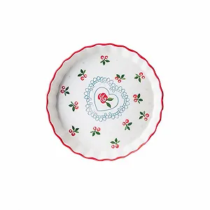 Форма для запекания Keramik Handbemalte Unterglasur 9,5 дюймов Вишня Керамическая Круглая - Фото 1