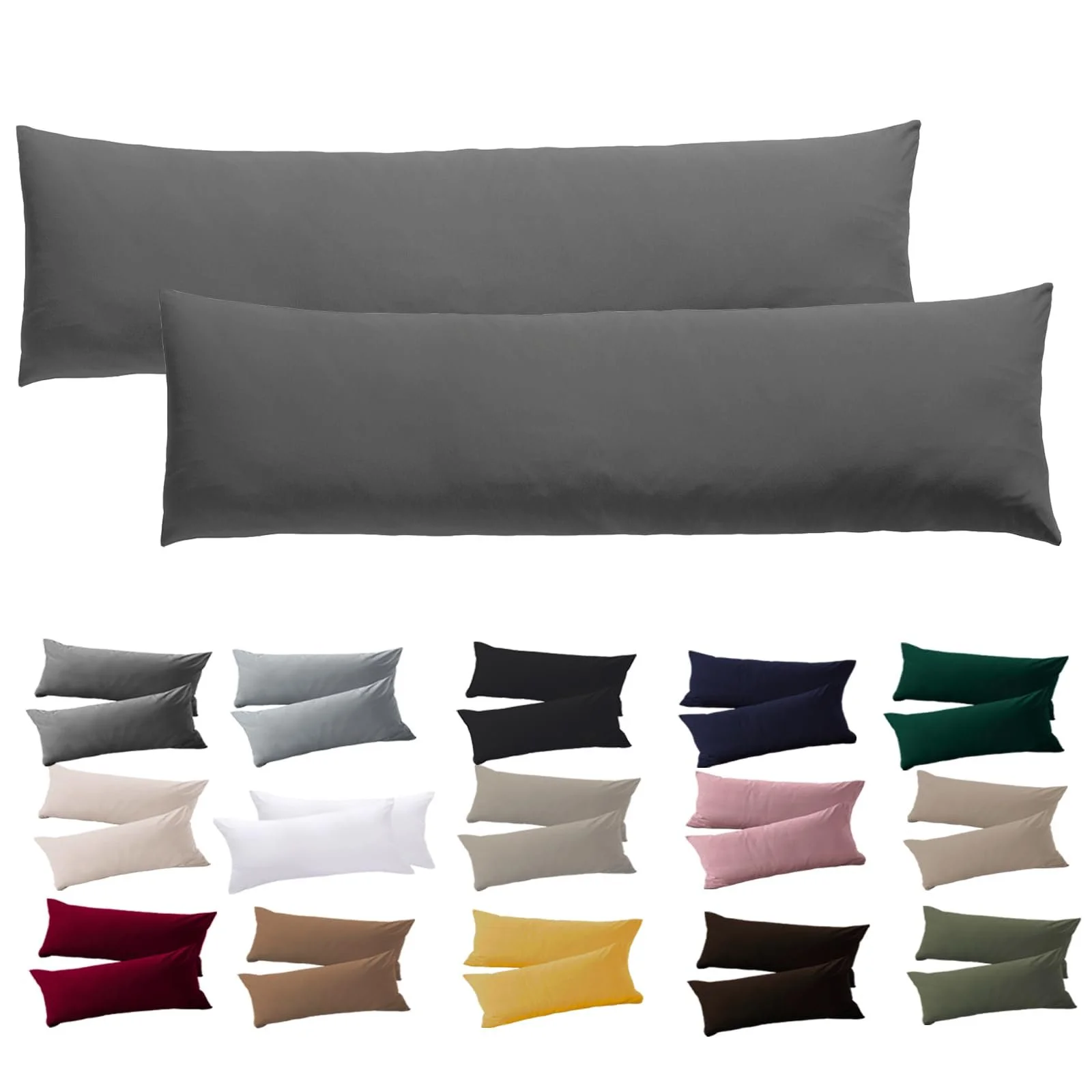 Наволочки Soifox для тех, кто спит на боку, 40 x 145 см, Набор из 2 штук, Антрацит, на молнии, 100% микрофибра, прочные и гипоаллергенные, фото №1 Наволочки Soifox для тех, кто спит на боку, 40 x 145 см, Набор из 2 штук, Антрацит, на молнии, 100% микрофибра, прочные и гипоаллергенные, фото №1