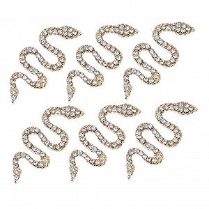 Украшения для ногтей в виде змеи 6 шт., аксессуары для ногтей, украшения для ногтей своими руками, крестики для ногтей, бриллианты для ногтей, украшения для маникюра со стразами, подвески для маникюра из цинкового сплава, золотые - Фото 1