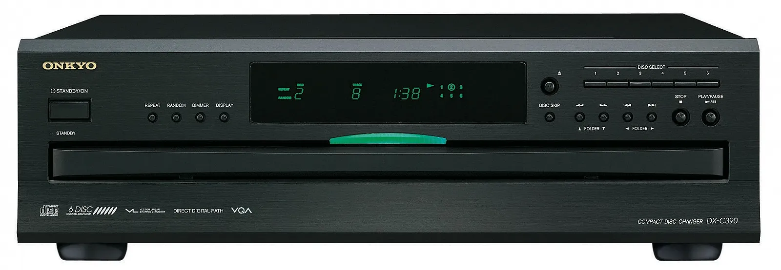 CD-проигрыватель Onkyo DX-C390 6-скоростной, с инновационными технологиями, передняя панель из матового алюминия, черный, фото №1