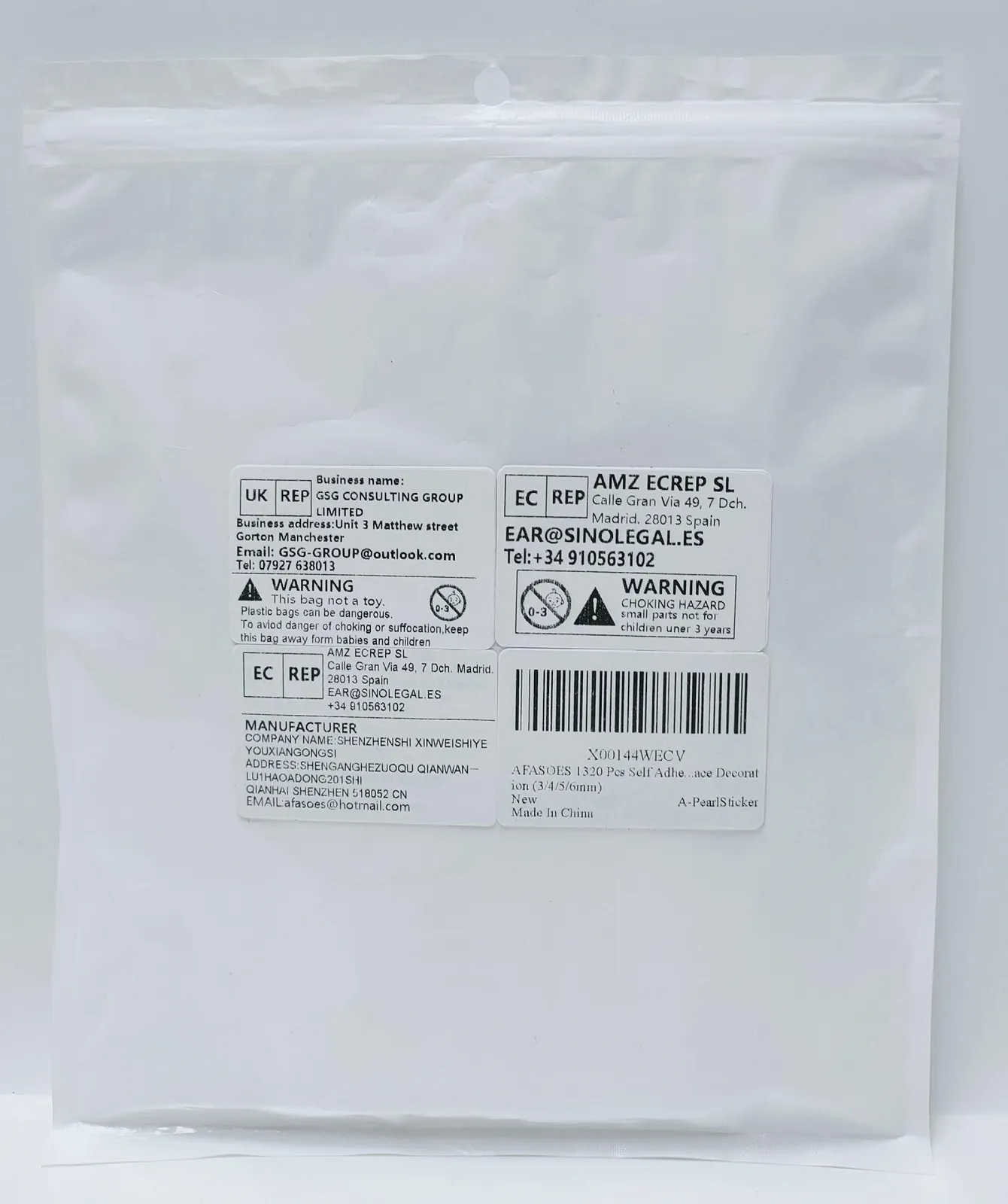 Стрази Клейкі Напівкруглі Білі Різних Розмірів 1320 шт., фото №9