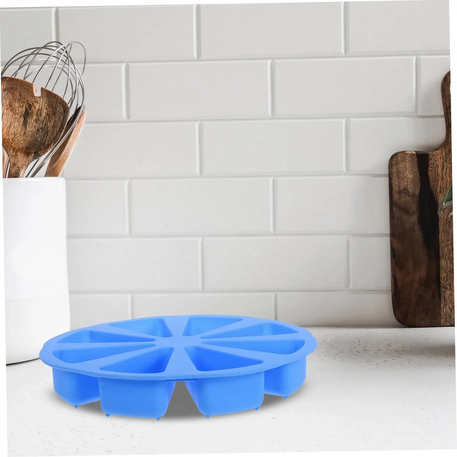 Форма для випікання VALICLUD Трикутна Силіконова 8 комірок Дизайн часточок апельсина Помаранчева, фото №6