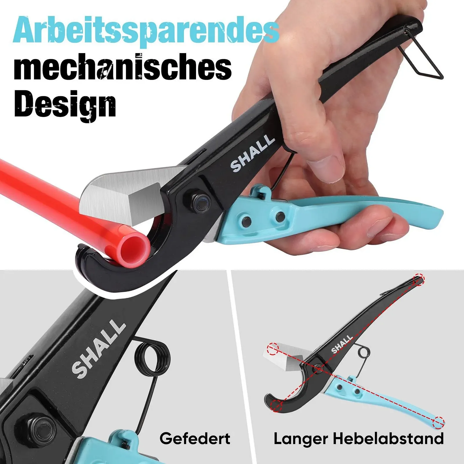 Труборез SHALL 1-35 мм (1-3/8 дюйма) с пружинным механизмом и фиксатором, фото №6