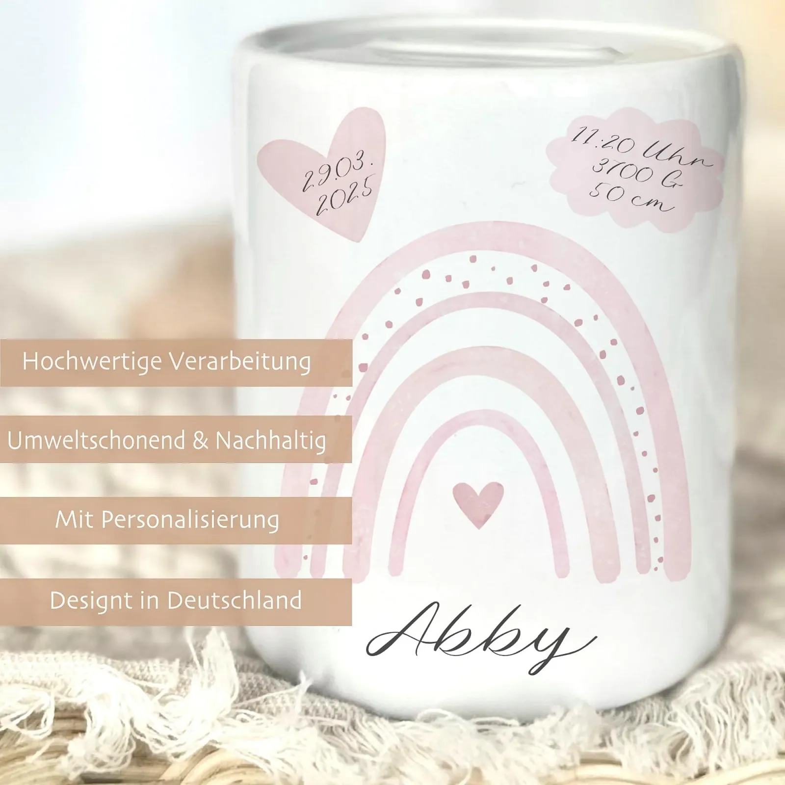 Скарбничка Manufaktur Liebevoll персоналізована керамічна Веселка, фото №4