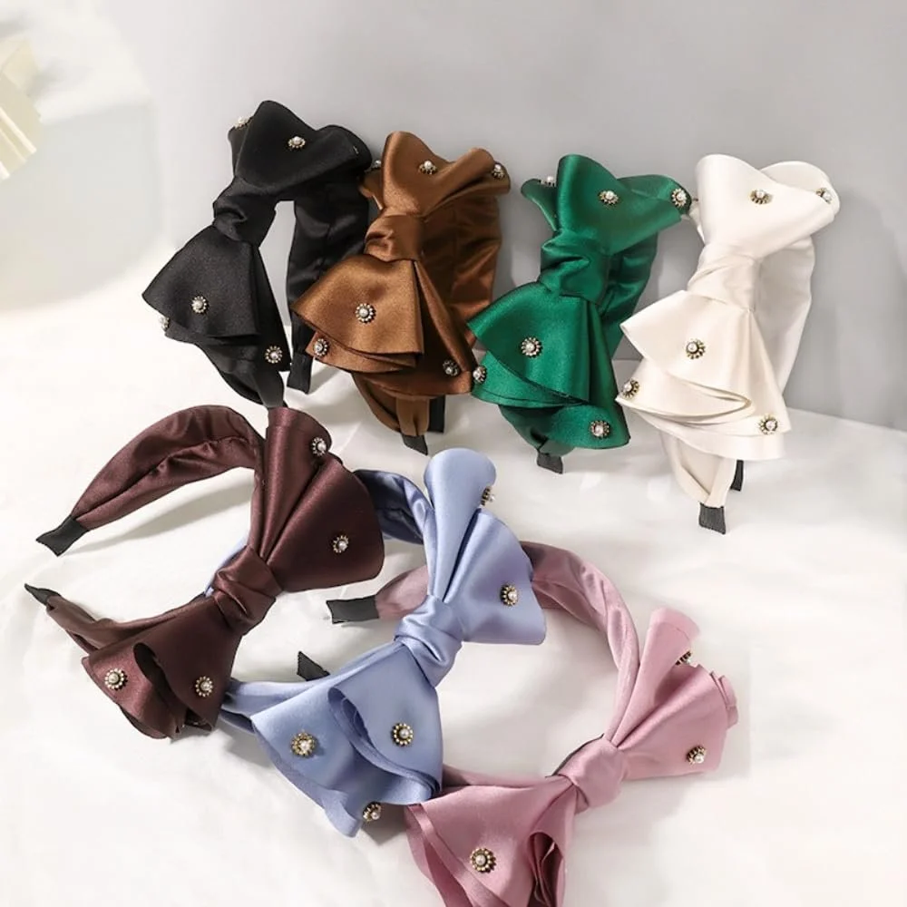 Обруч атласний однотонний з великим бантом, широкий, фото №4 Обруч атласний однотонний з великим бантом, широкий, фото №4