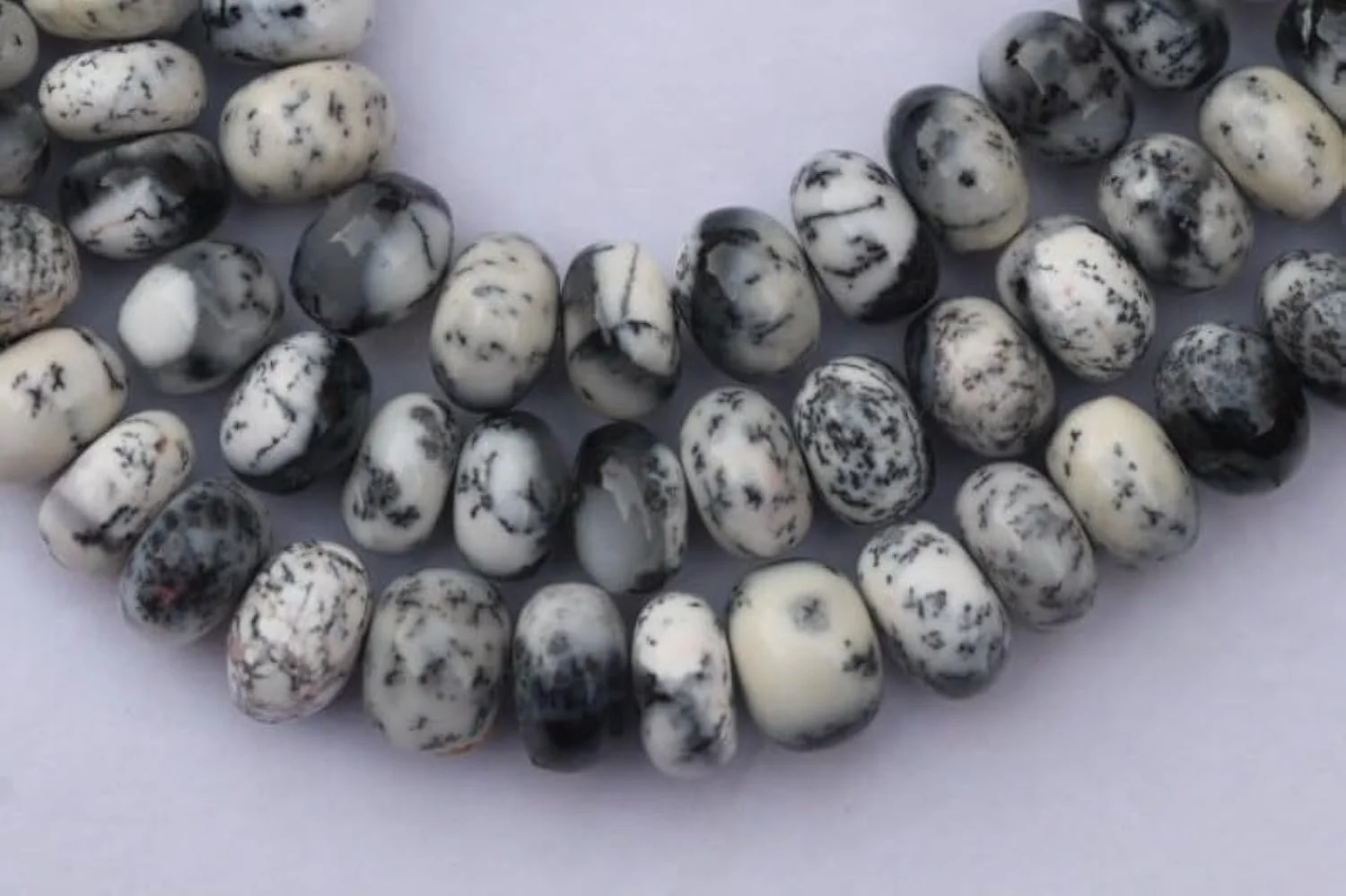 Бусины из натурального дендритового опала рондель ограненные 9-10 мм, нить длиной 20 см, для ожерелья и браслета, фото №1