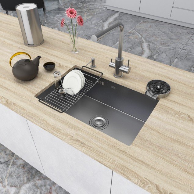 Мийка для кухні з нержавіючої сталі під стільницю Nett NS-6845, фото №2