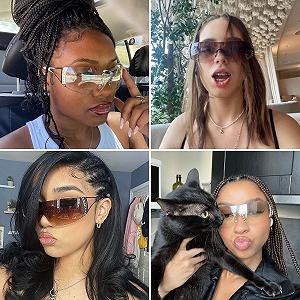 Сонцезахисні окуляри YAMEIZE Без оправи Y2K Wraparound для жінок, чоловіків synthetic.ua - Фото 1