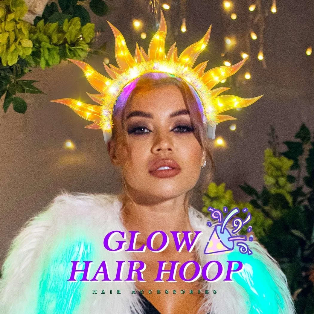 Обруч для волосся Вогонь з підсвічуванням LED, Жовтий, фото №5 Обруч для волосся Вогонь з підсвічуванням LED, Жовтий, фото №5