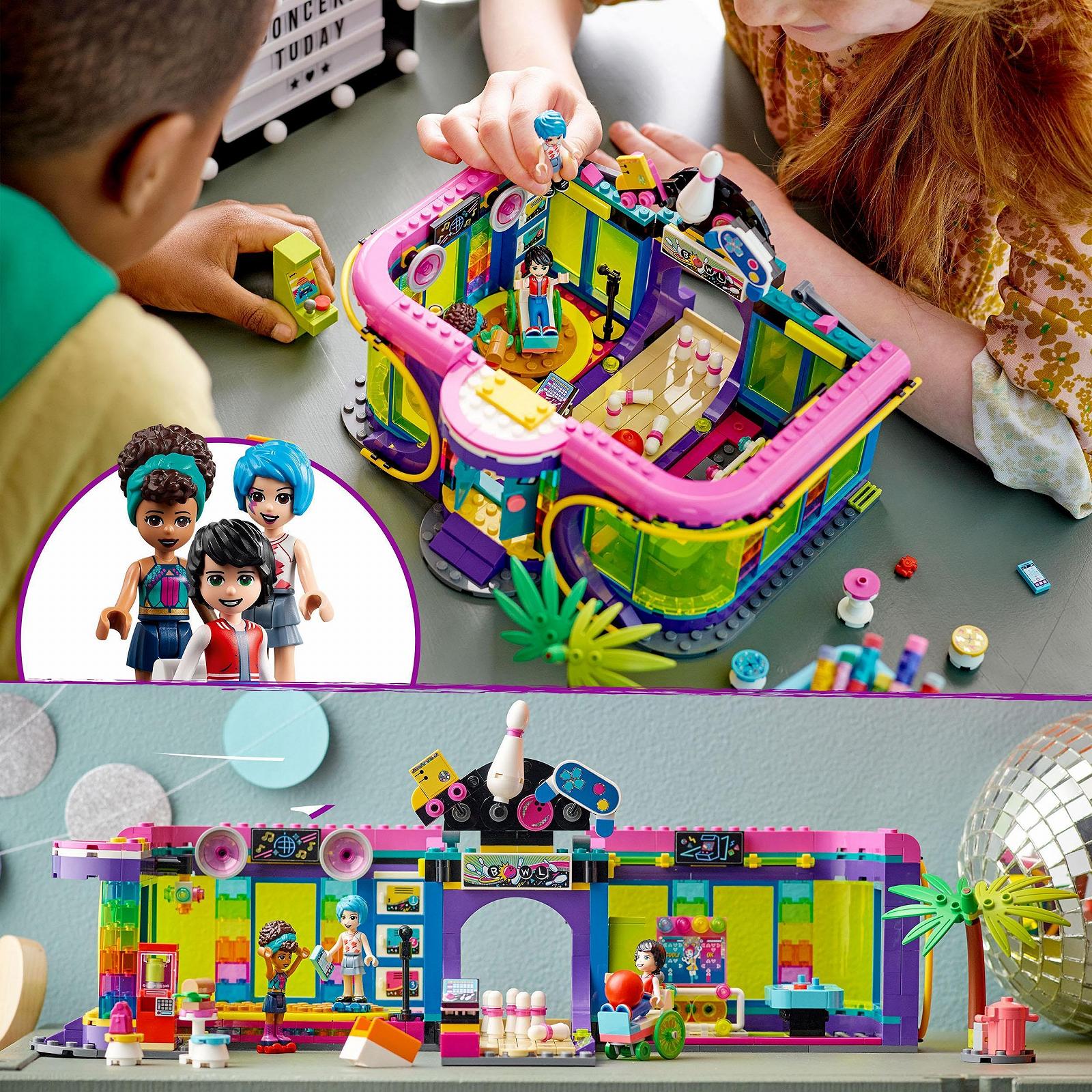 Конструктор LEGO 41708 Friends Rollschuhdisco с Аркадой и Боулингом в комплекте с 3 Мини-Куклами Андреа, Эвелин и Джексон для детей от 7 лет, фото №7