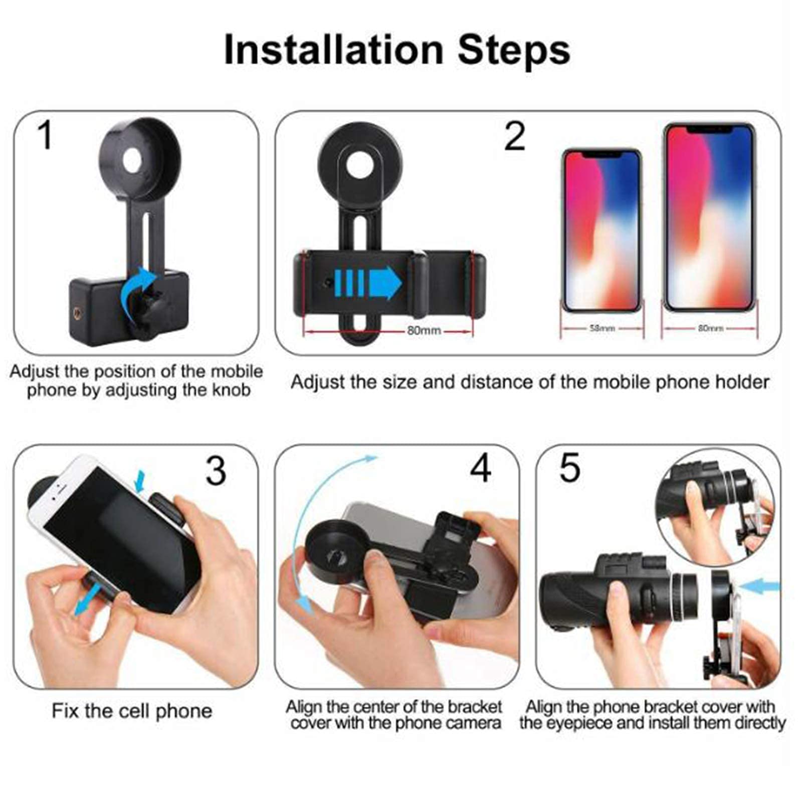Монокуляр Gift Telescope 10x40 для смартфона тримач штатив Bak4 Призма водонепроникний, фото №5