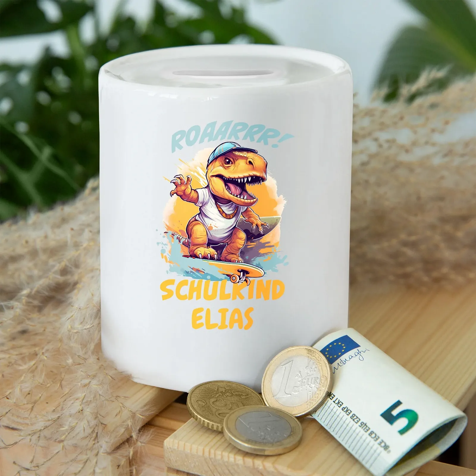 Скарбничка Школяр Динозавр на скейтборді Біла 2023 School, фото №5