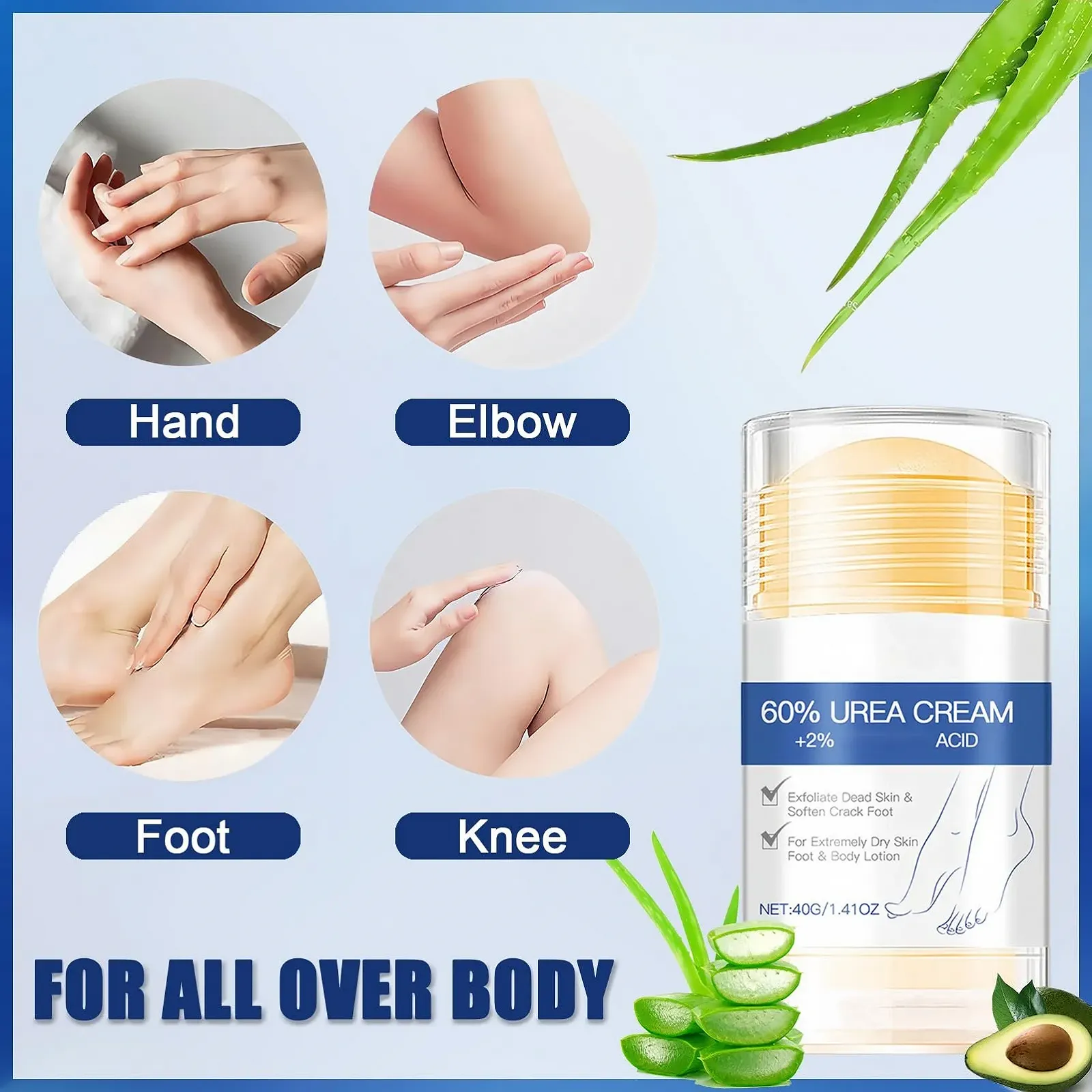 Крем для ног и рук Urea Cream 60% увлажняющий в стике 1.41 унции, фото №3 Крем для ног и рук Urea Cream 60% увлажняющий в стике 1.41 унции, фото №3