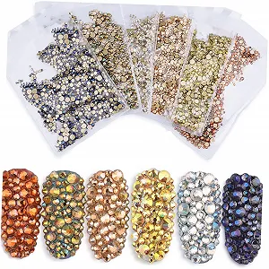 Стразы для ногтей Housoutil, 1440 шт, разных размеров, элегантные украшения для ногтей для женщин synthetic.ua - Фото 1