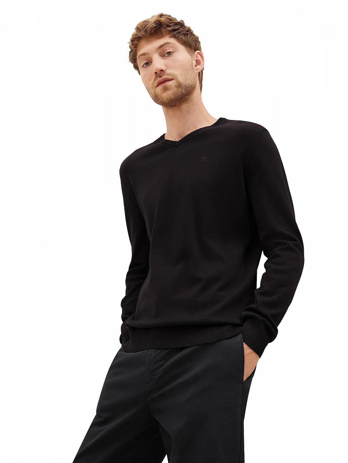Джемпер в'язаний TOM TAILOR basic з V-подібним вирізом, фото №1