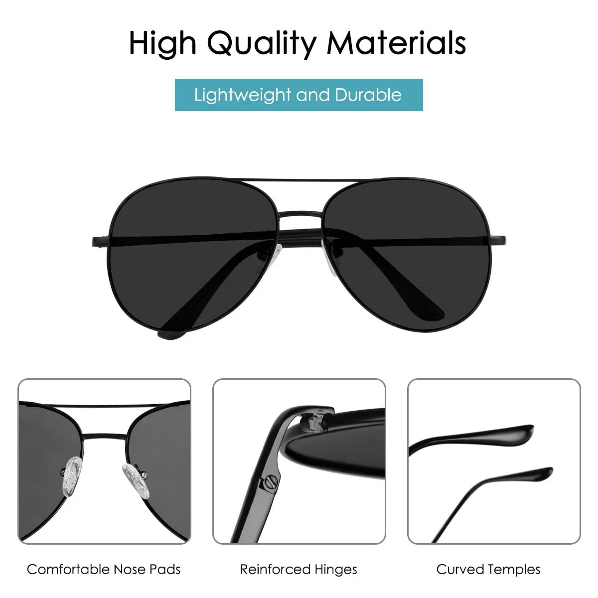 Солнцезащитные очки URAQT Ретро Винтаж Черный, фото №2