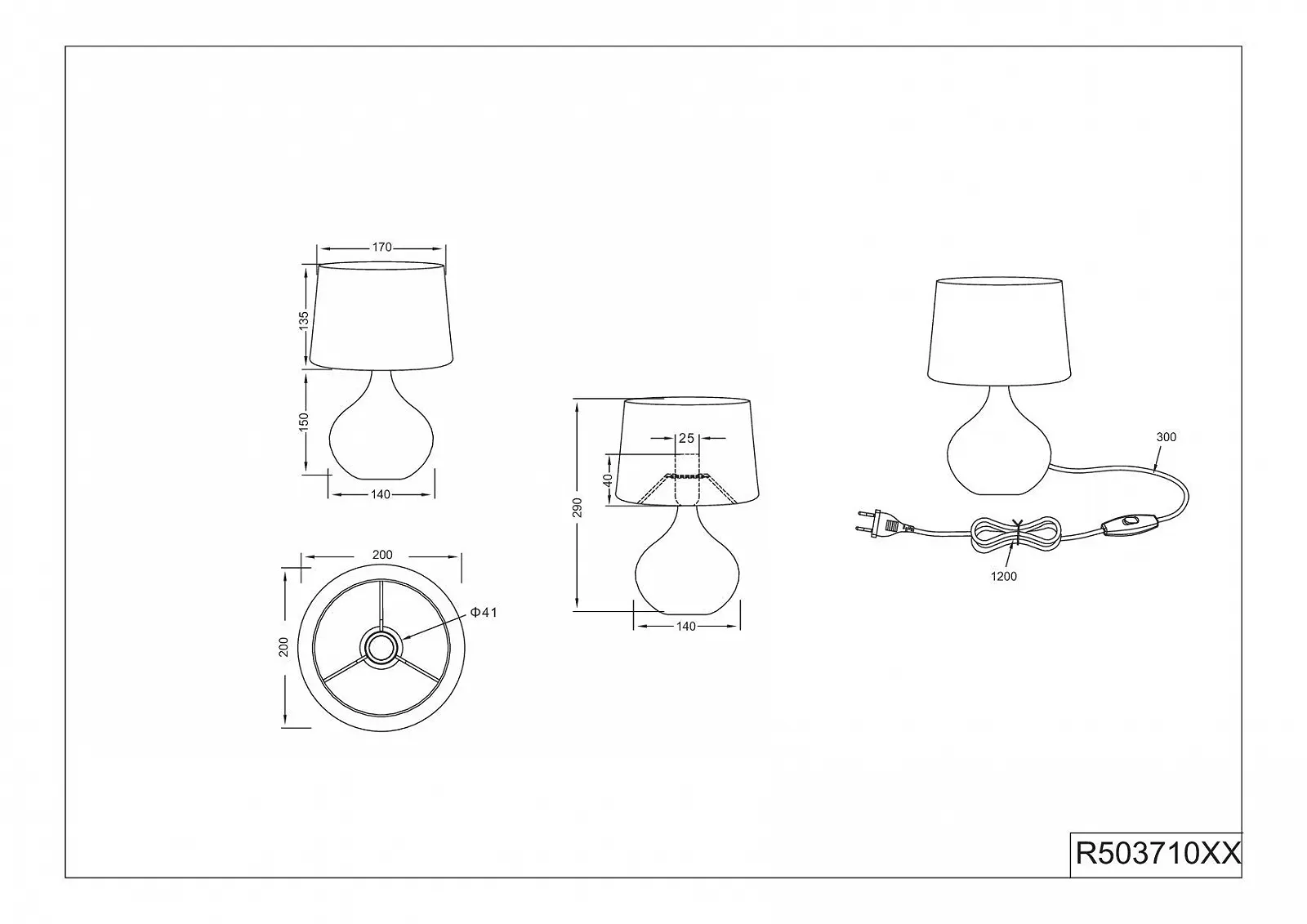Настільна лампа Beate Керамічна з тканинним абажуром 1 x E14 макс. 40 Вт 29 см Біла, фото №8