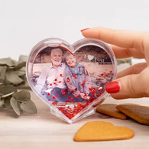 Шар Снежный Wanapix Сердце Фотографиями Оригинальный Подарок День Святого Валентина 4.5 x 9 см synthetic.ua - Фото 1