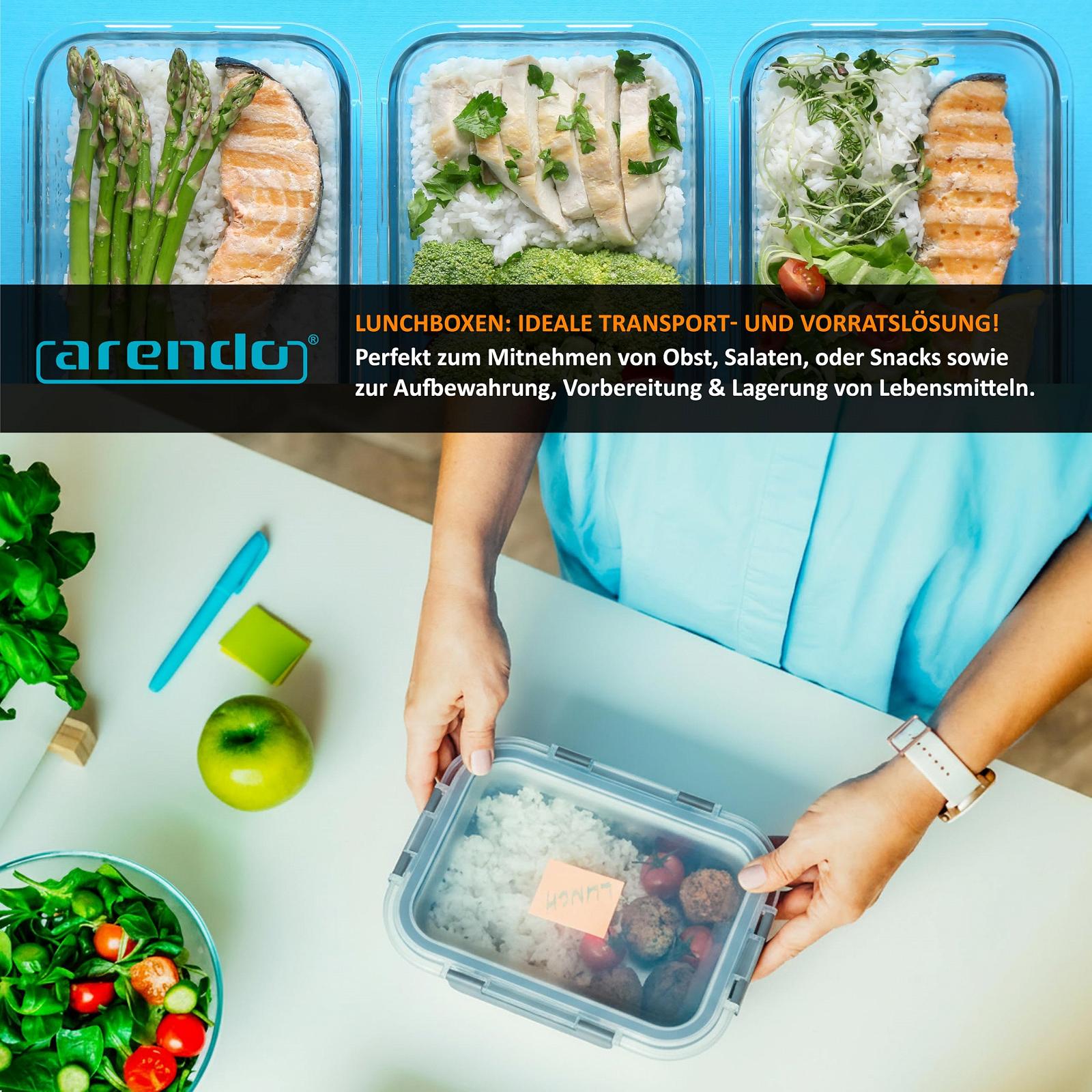 Контейнери для зберігання продуктів Arendo Набір 3 шт. 1000 мл Скляні Боросилікатні Герметичні Прозорий, фото №7