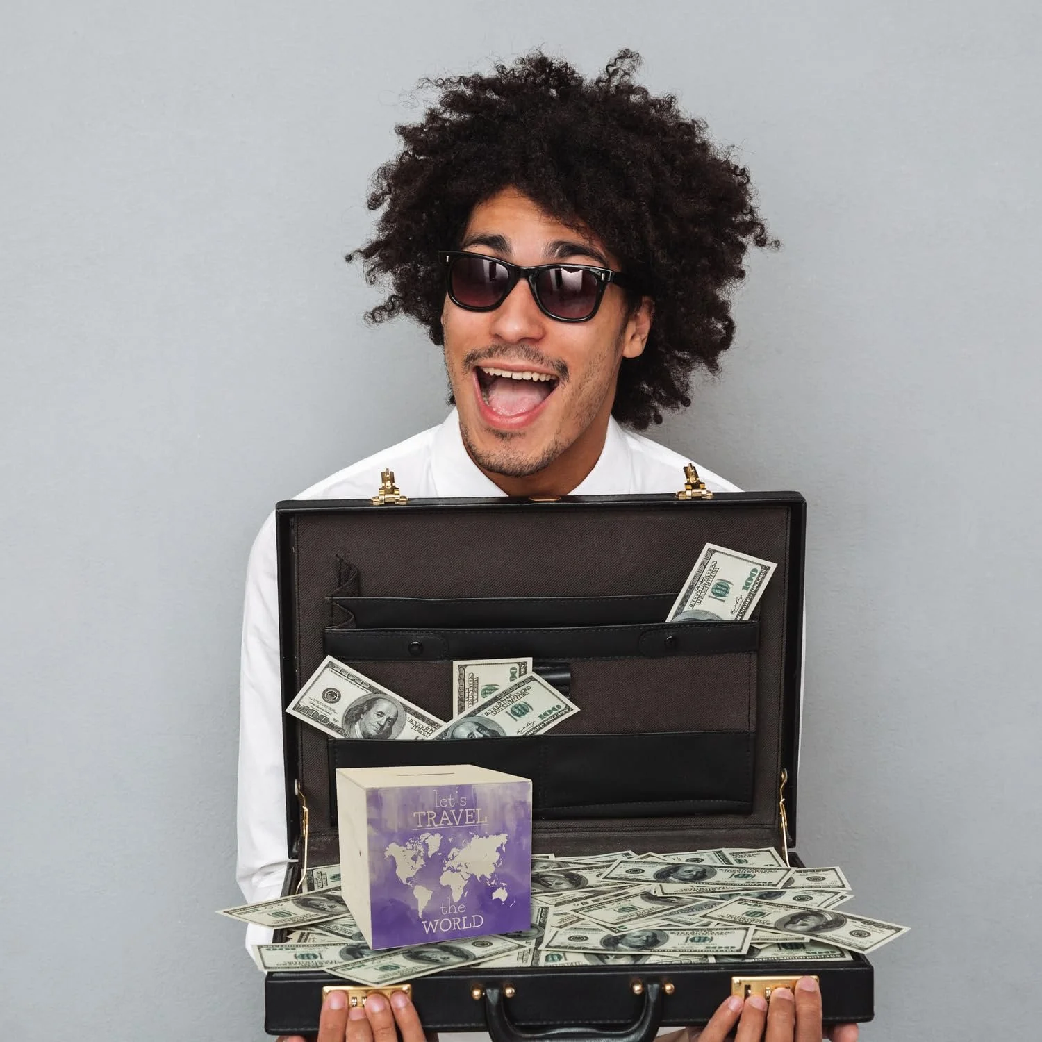 Скарбничка Let's Travel The World дерев'яна з картою світу, фото №5