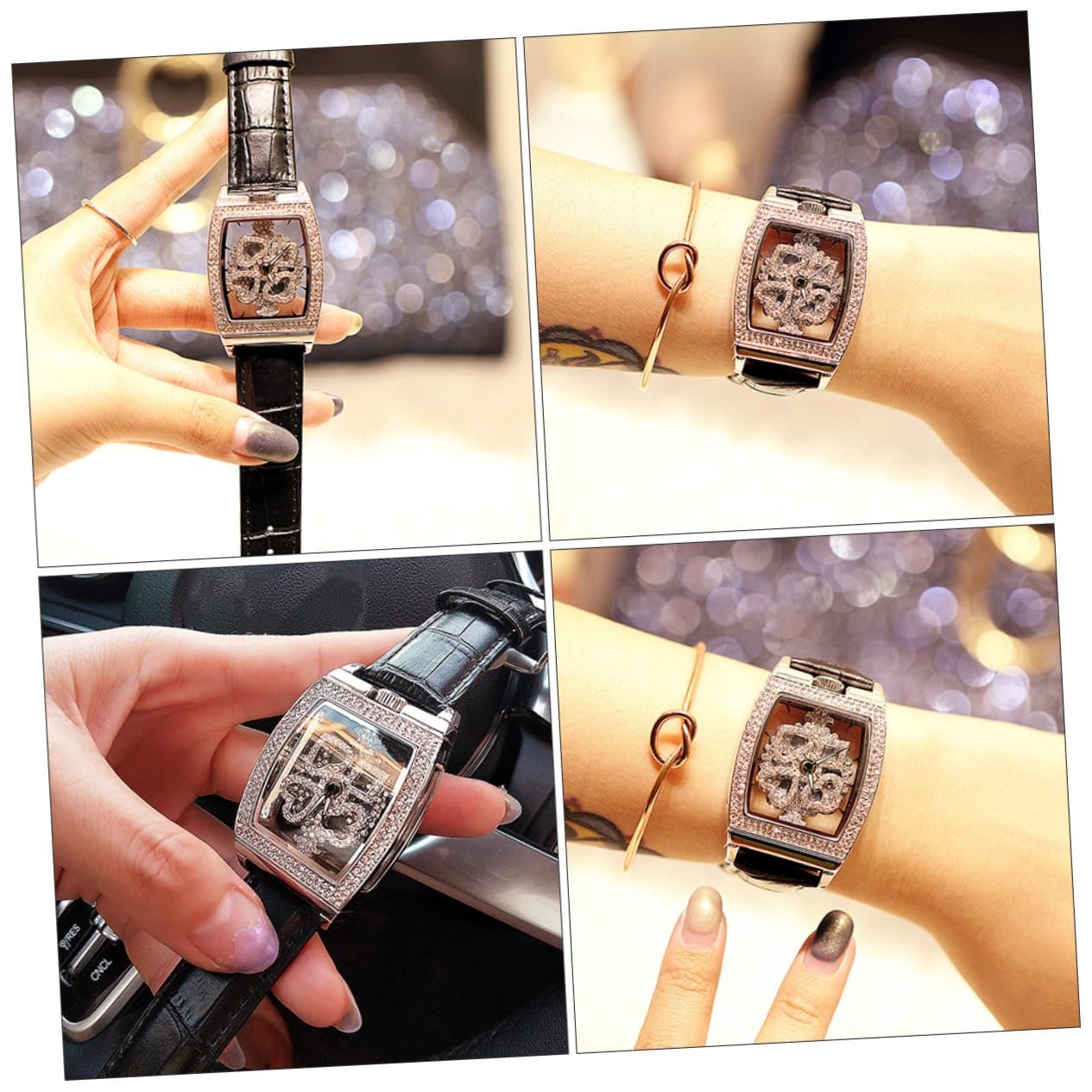 Годинник жіночий PartyKindom з браслетом зі справжньої шкіри, водонепроникний, фото №5