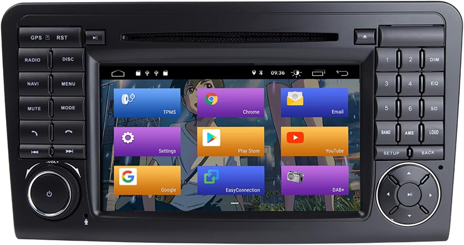 Автомагнітола 7" Booyes для Mercedes-Benz ML W164 GL X164 2/16GB Android 12 / DVD / CarPlay / Чорна, фото №1