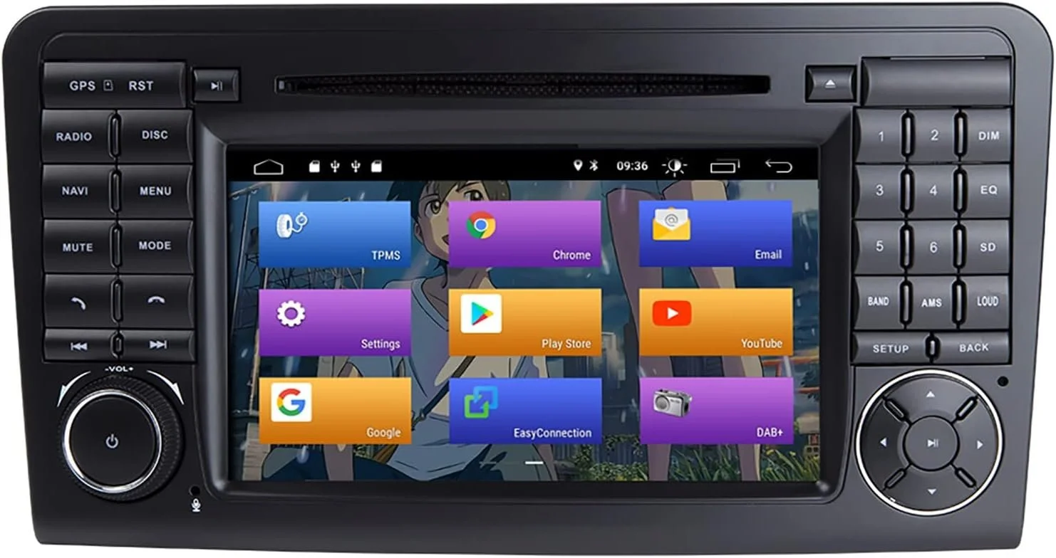 Автомагнитола 7" Booyes для Mercedes-Benz ML W164 GL X164 2/16GB Android 12 / DVD / CarPlay / Черная, фото №1
