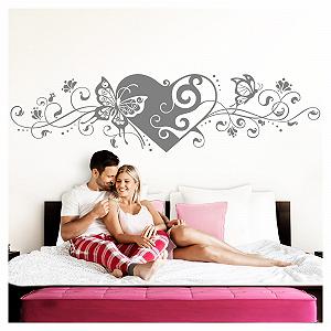 Наклейка на стіну Grandora W642 Квітковий візерунок Серце та Метелики 190 x 48 см - Фото 1