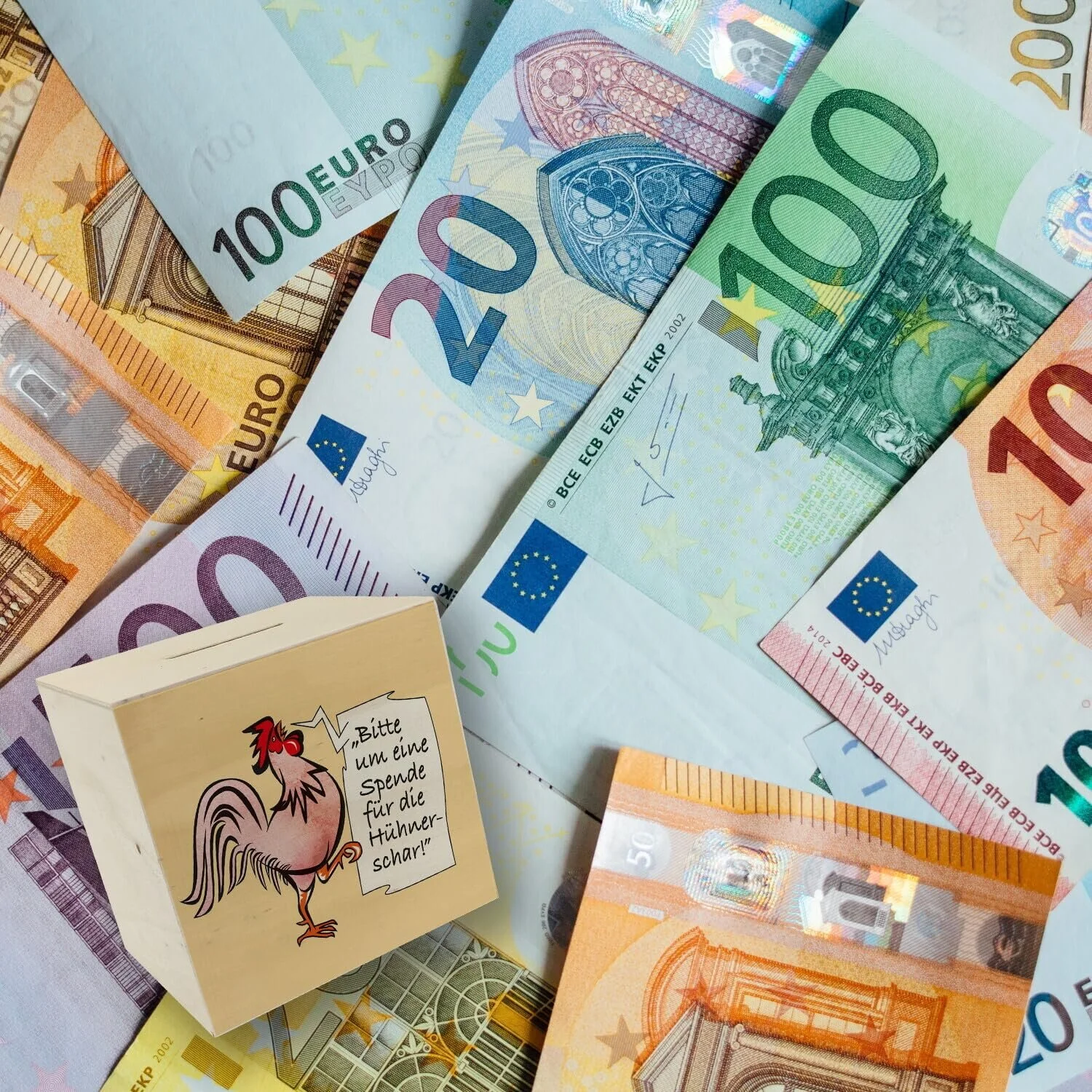 Скарбничка дерев'яна з мотивом півня червона для чайових, фото №6