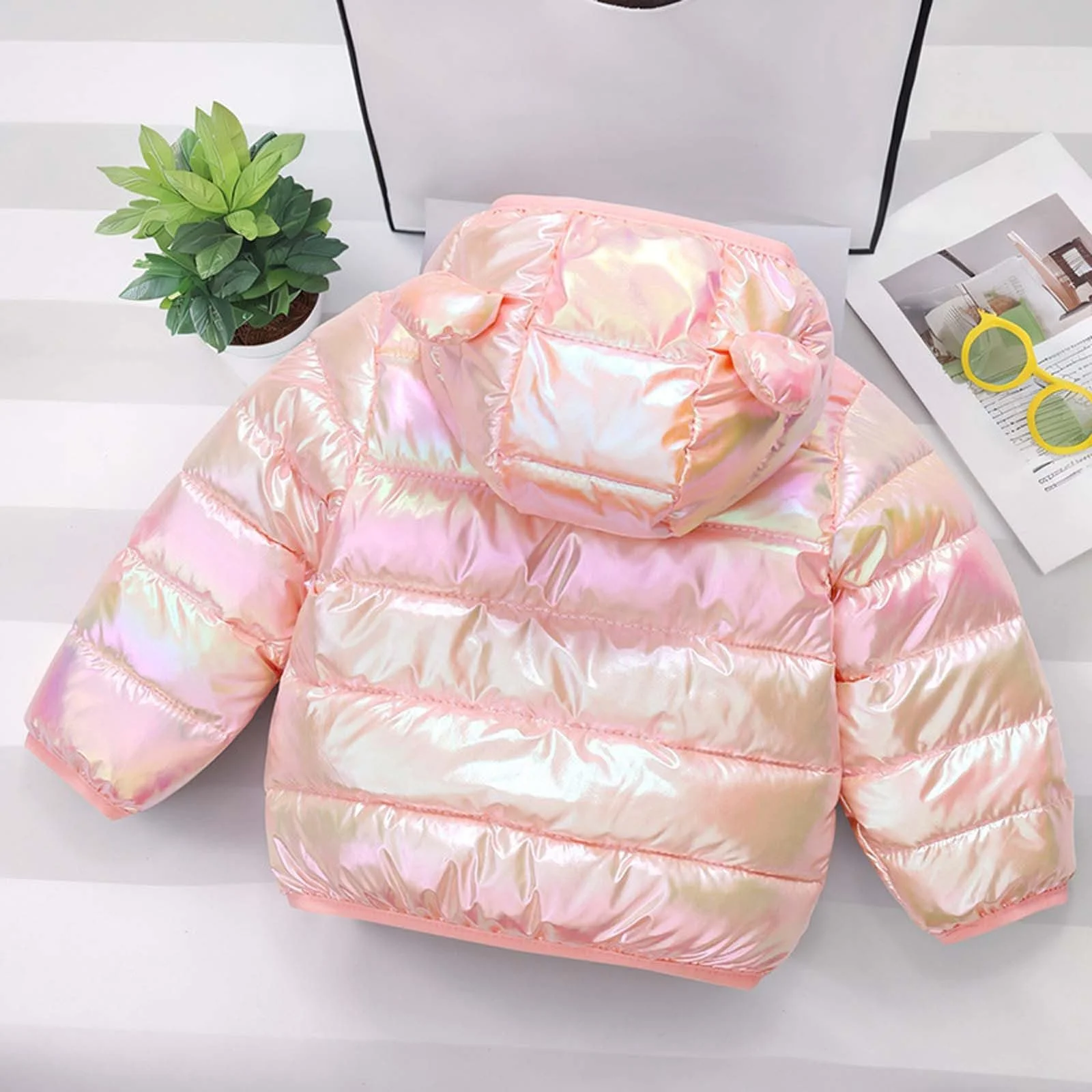 Зимняя куртка для девочки, повседневная пуховая куртка, теплая флисовая куртка с капюшоном, куртка для отдыха, куртка для походов, зимняя лыжная куртка с лацканами, теплая верхняя одежда для малышей, фото №4