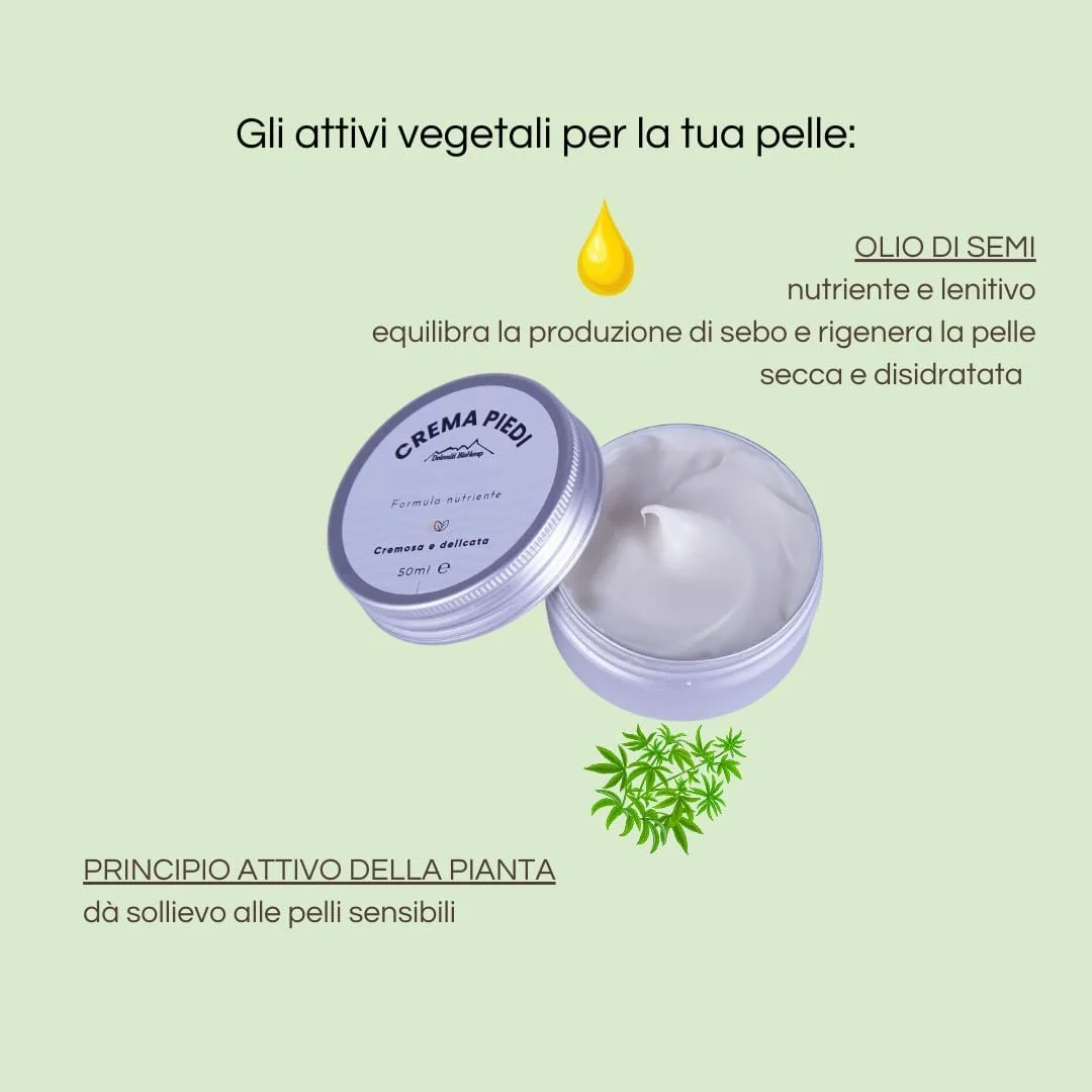 Крем для ног Dolomiti BioHemp Hemp Foot Cream с семенами и маслом конопли 50 мл, фото №2