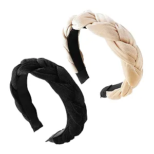 Обруч Бархатный Braided Beige - Фото 1