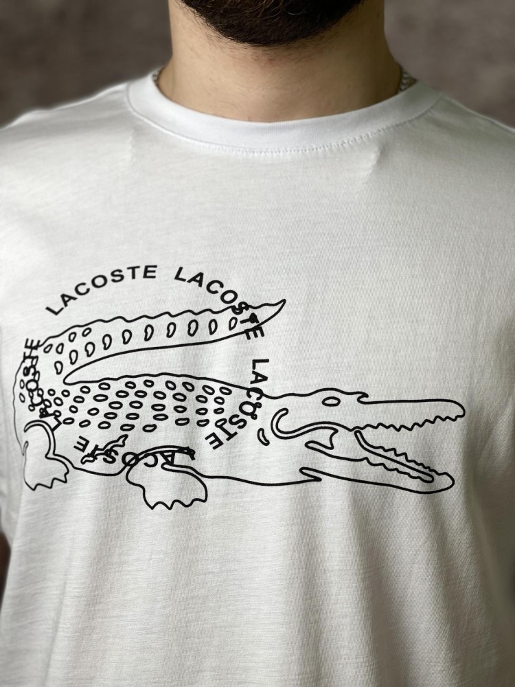 Футболка Lacoste біла чорне лого, фото №6