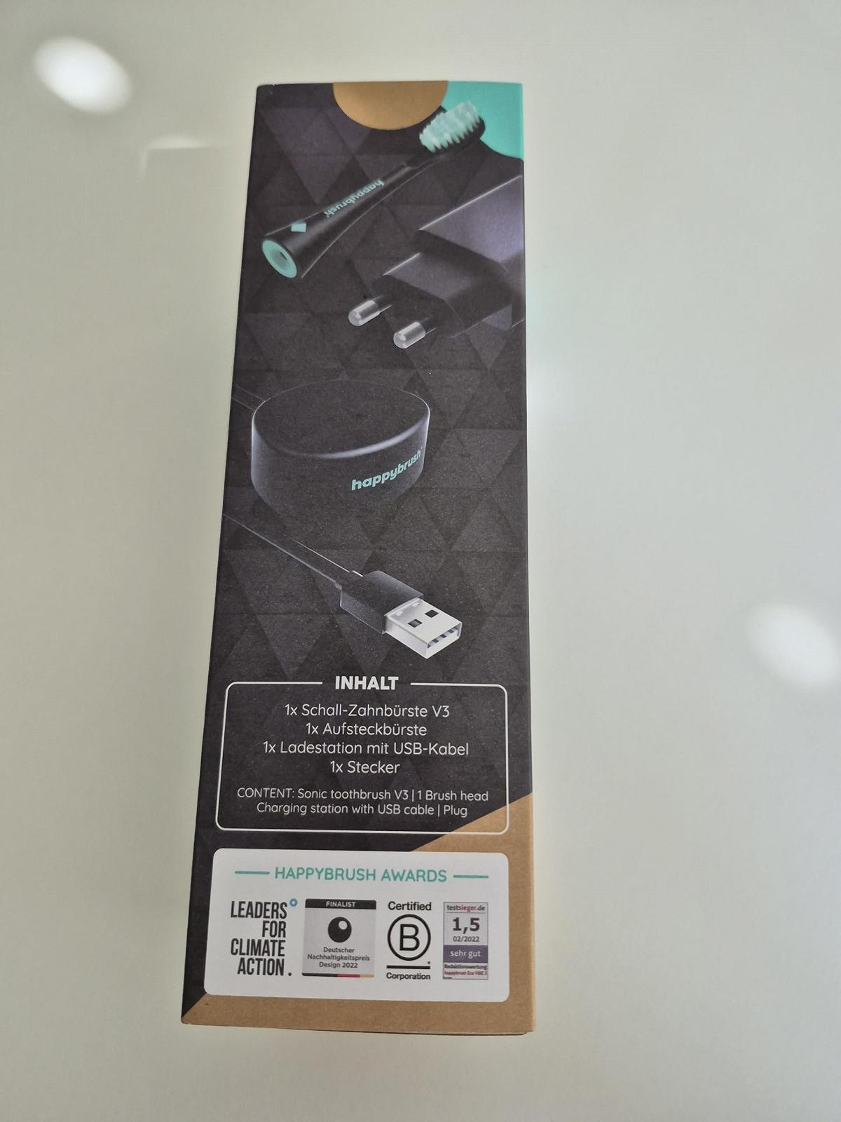 Електрична звукова зубна щітка happybrush Eco VIBE 3 набір з насадкою Чорна-М'ята, фото №3