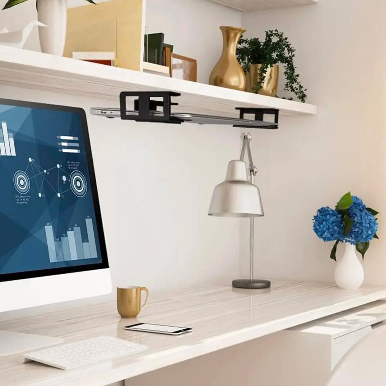 Держатель для ноутбука под стол Алюминиевая полка-держатель с винтом Совместим с 0-40 мм Черный, фото №8 Держатель для ноутбука под стол Алюминиевая полка-держатель с винтом Совместим с 0-40 мм Черный, фото №8