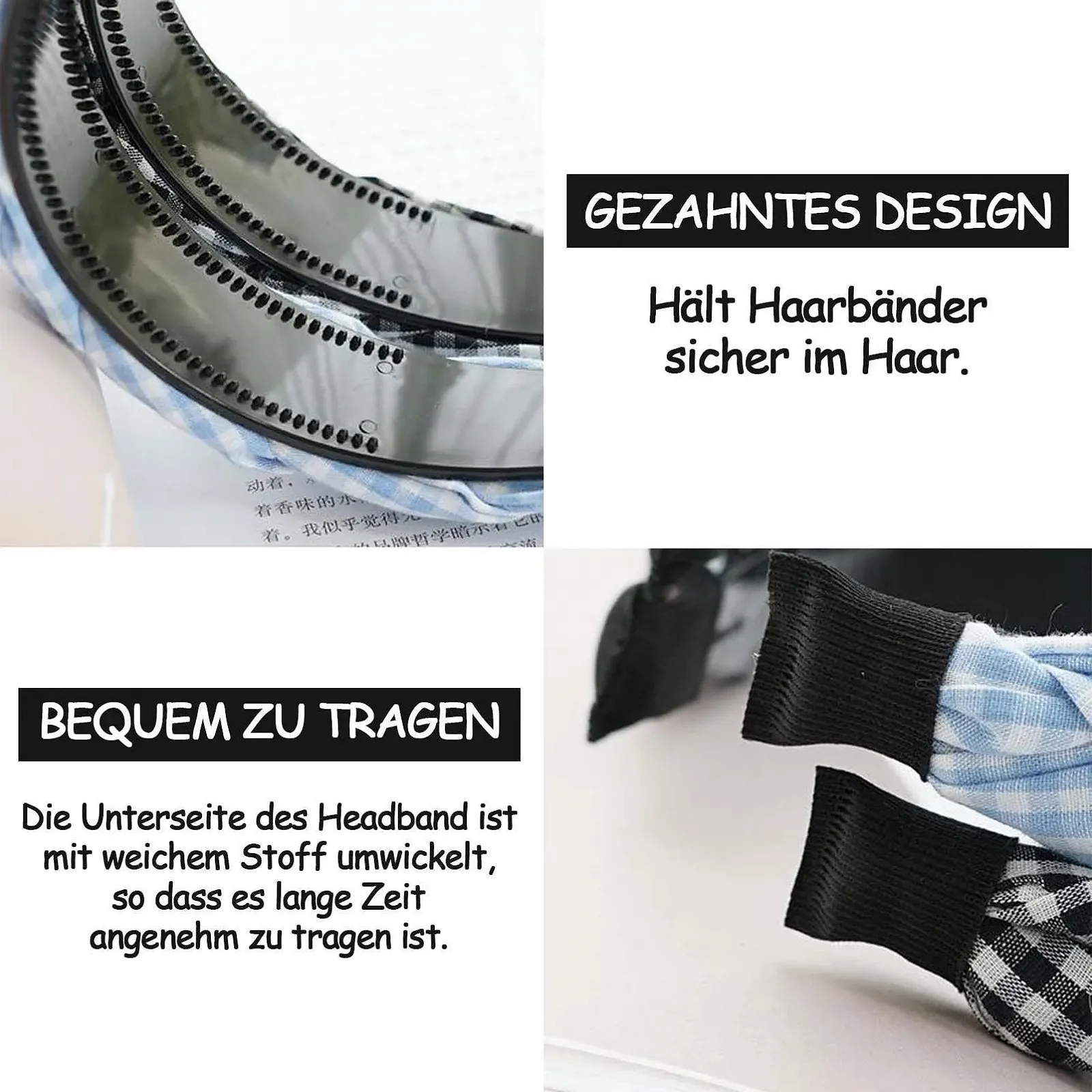 Жіночий обруч для волосся в клітинку плетений з перлинами, фото №3