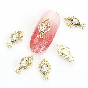 Украшения для ногтей, 10 шт., сплав, стразы, плоская задняя часть, золотой цвет