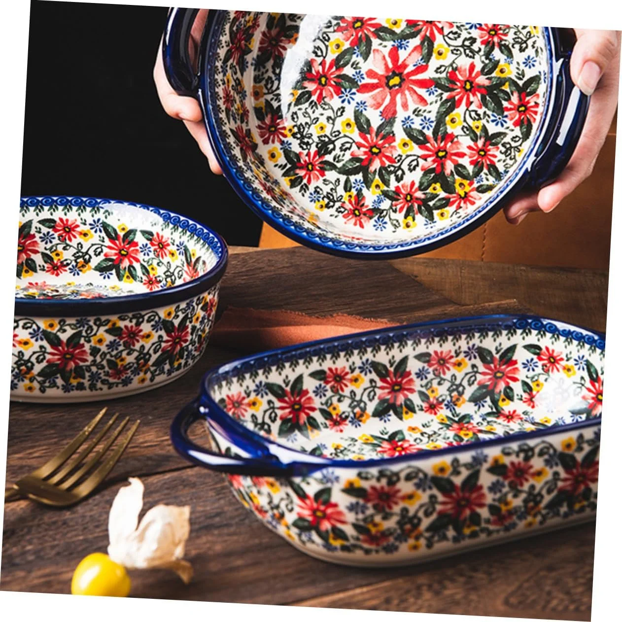 Форма для запекания VALICLUD Polish Ceramic Прямоугольная с двойными ручками Жаропрочная Пятнистая, фото №3 Форма для запекания VALICLUD Polish Ceramic Прямоугольная с двойными ручками Жаропрочная Пятнистая, фото №3