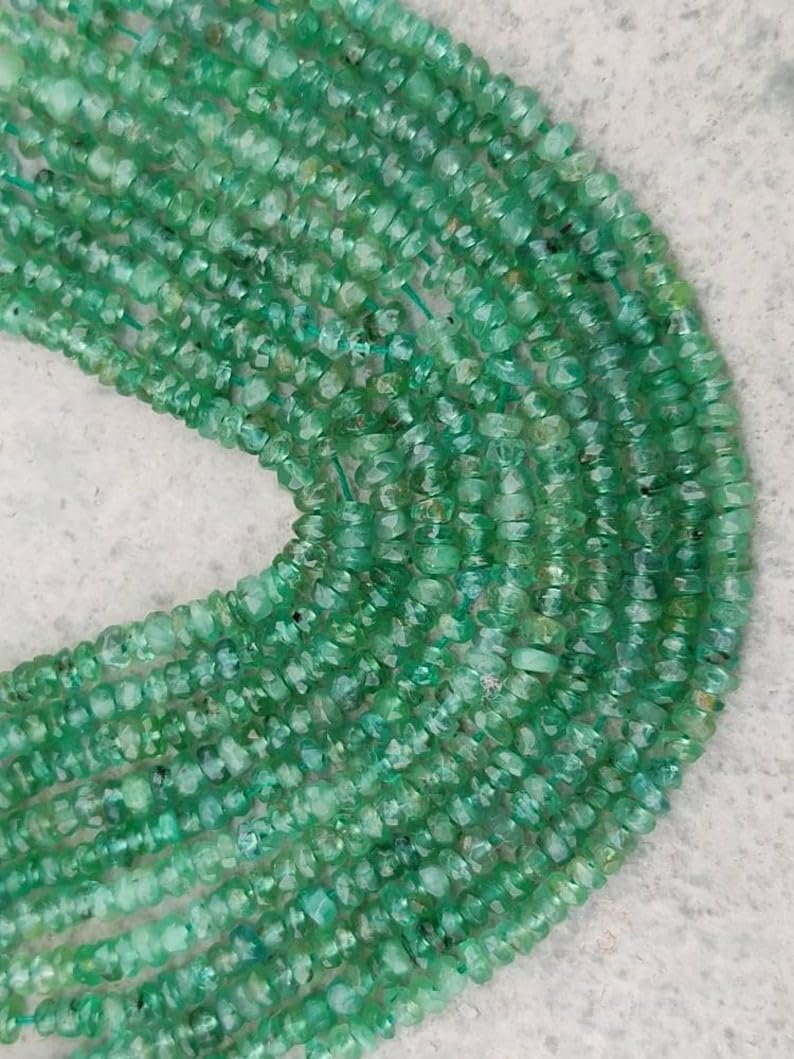 Бусины из натурального изумруда, граненые рондели, 2-2.5 мм, нить длиной 15 см, ожерелья, браслета, фото №5