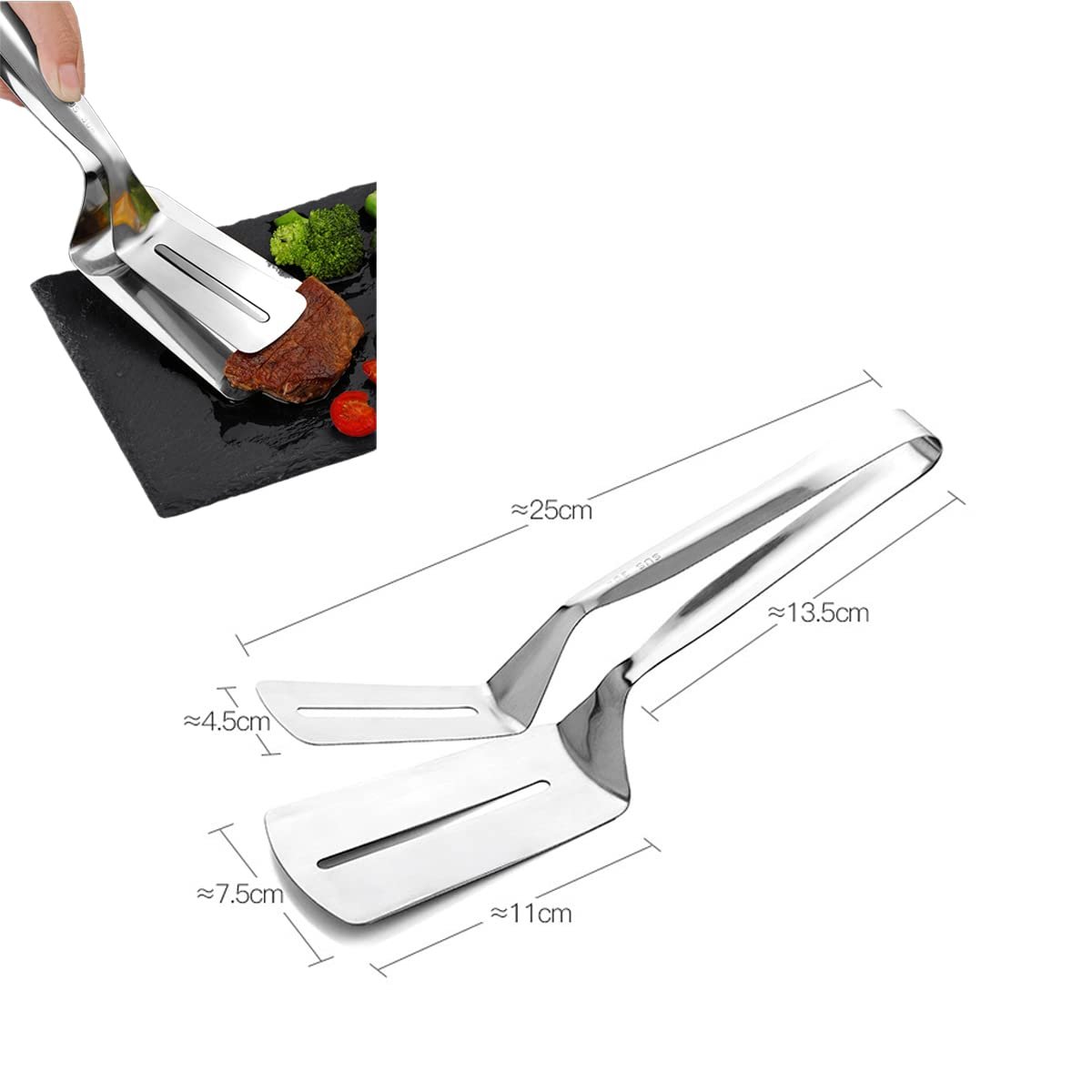 Лопатка-зажим для гриля Griddle Spatula из нержавеющей стали 304 2-в-1 для рыбы и стейков, фото №6 Лопатка-зажим для гриля Griddle Spatula из нержавеющей стали 304 2-в-1 для рыбы и стейков, фото №6