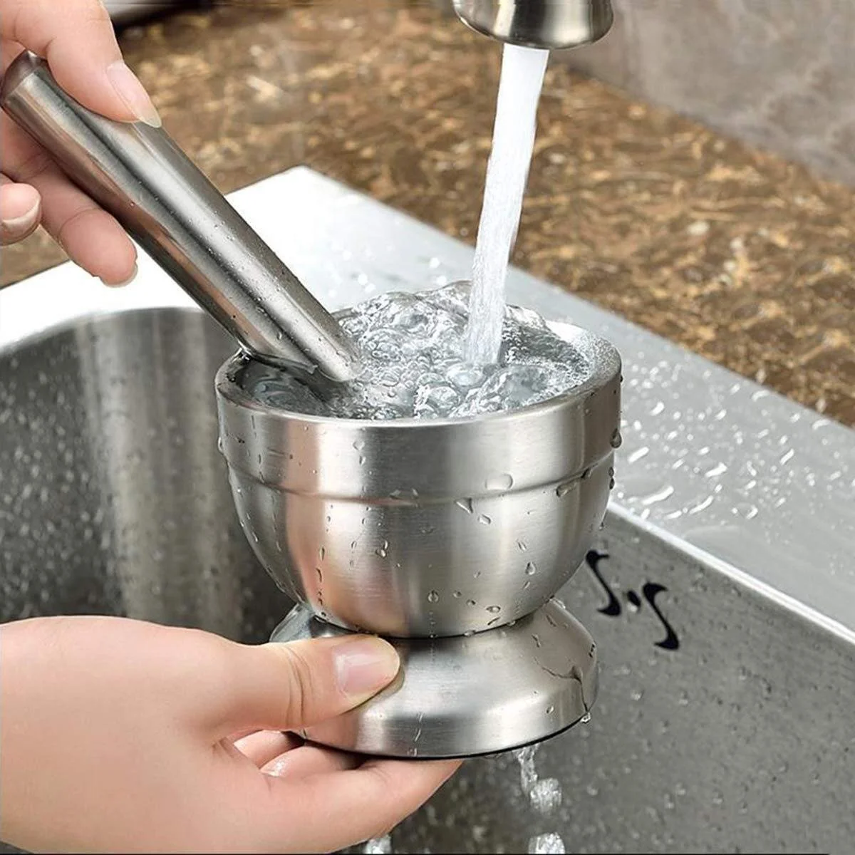 Ступка з товкачиком Набір з нержавіючої сталі, фото №4