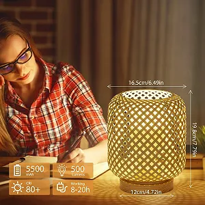 Настільна лампа Klighten 2 шт. Dimmable Rattan Bamboo Wood Wireless Battery 5500 mAh 7 Вт synthetic.ua - Фото 1