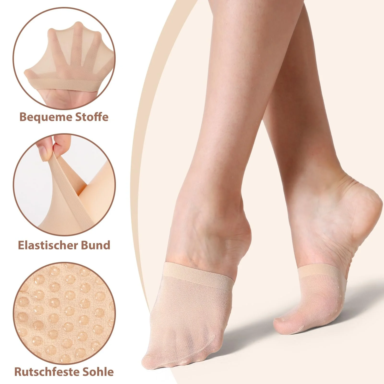 Шкарпетки-пальці MANZI, 6 пар, жіночі, півшкарпетки, фото №2