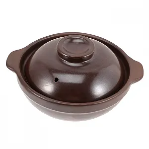 Кастрюля керамическая BESTYASH Коричневая с крышкой Антипригарная Глиняная - Фото 1