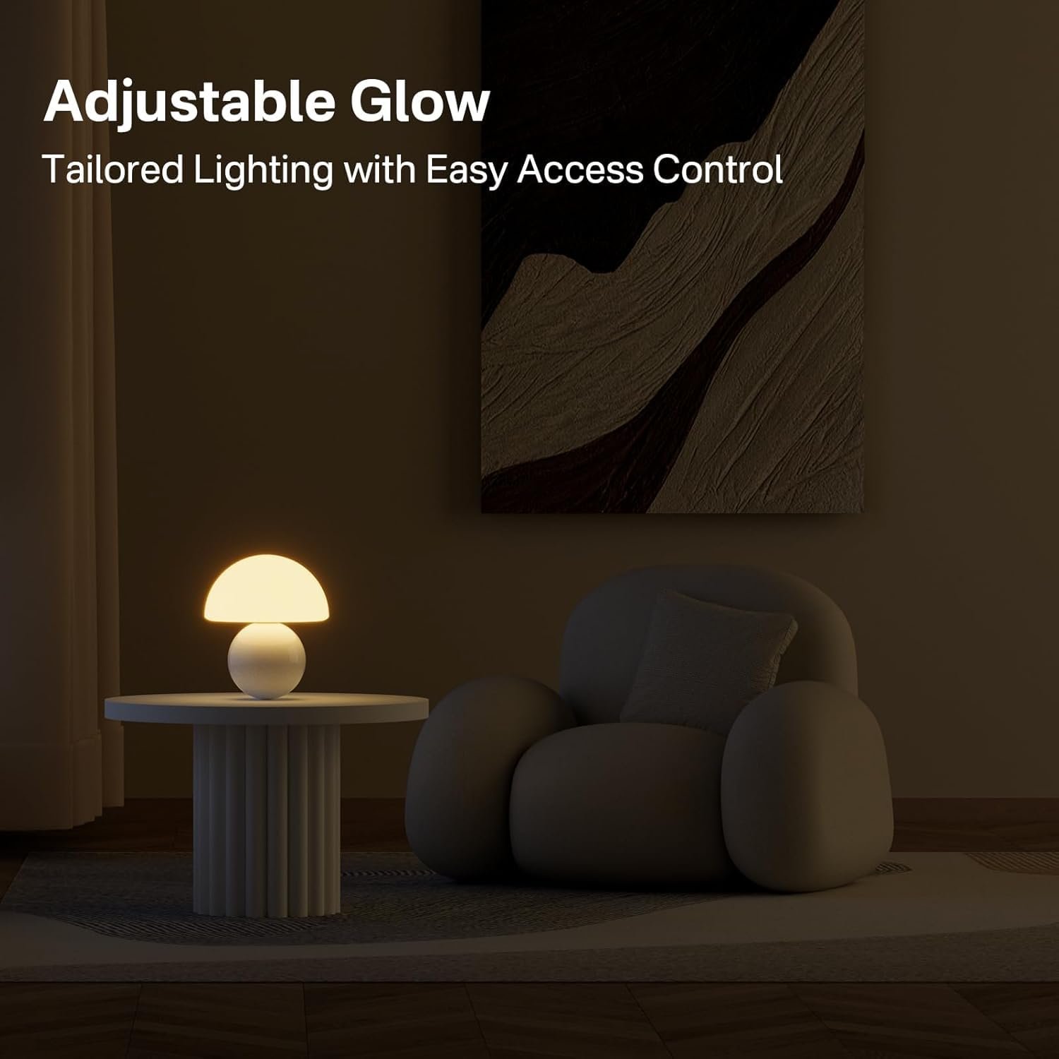 Настольная лампа Mushroom Lamp Dimmable LED Ceramic Base White, фото №3