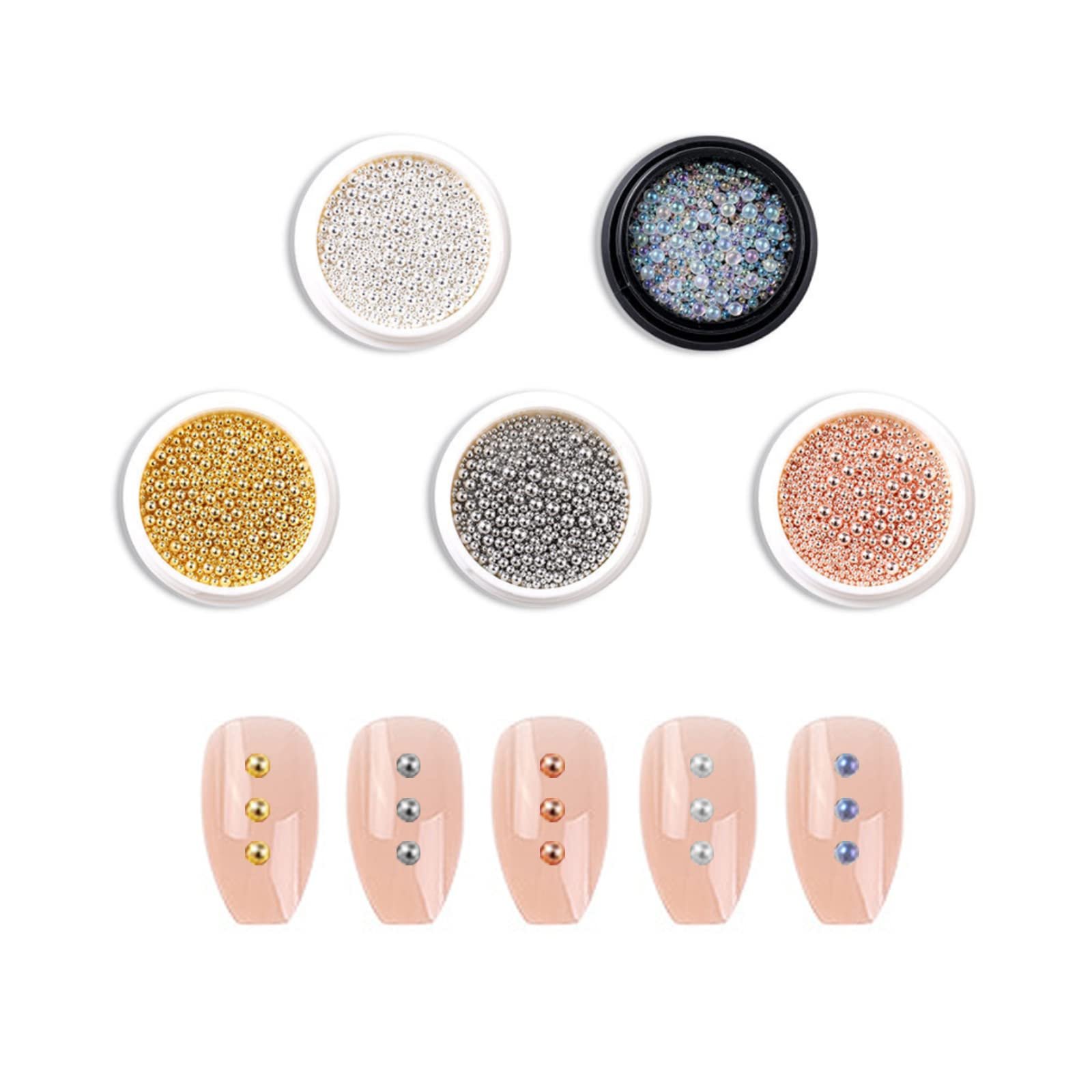 Ікра для нігтів, 5 коробок, мікс кольорів, кришталеві стрази, фото №1