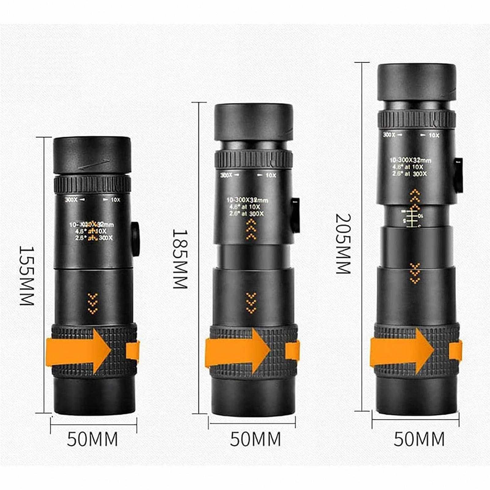 Монокулярный телескоп 4K 10-300x40 мм Водонепроницаемый для взрослых с держателем для смартфона и штативом для наблюдения за птицами походов концертов, фото №7