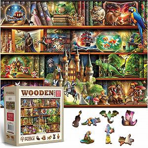 Дерев'яний пазл WOODEN.CITY Stories on Every Shelf - Bookshelves Scene 1000 деталей 54.0 x 39.4 см - Фото 1