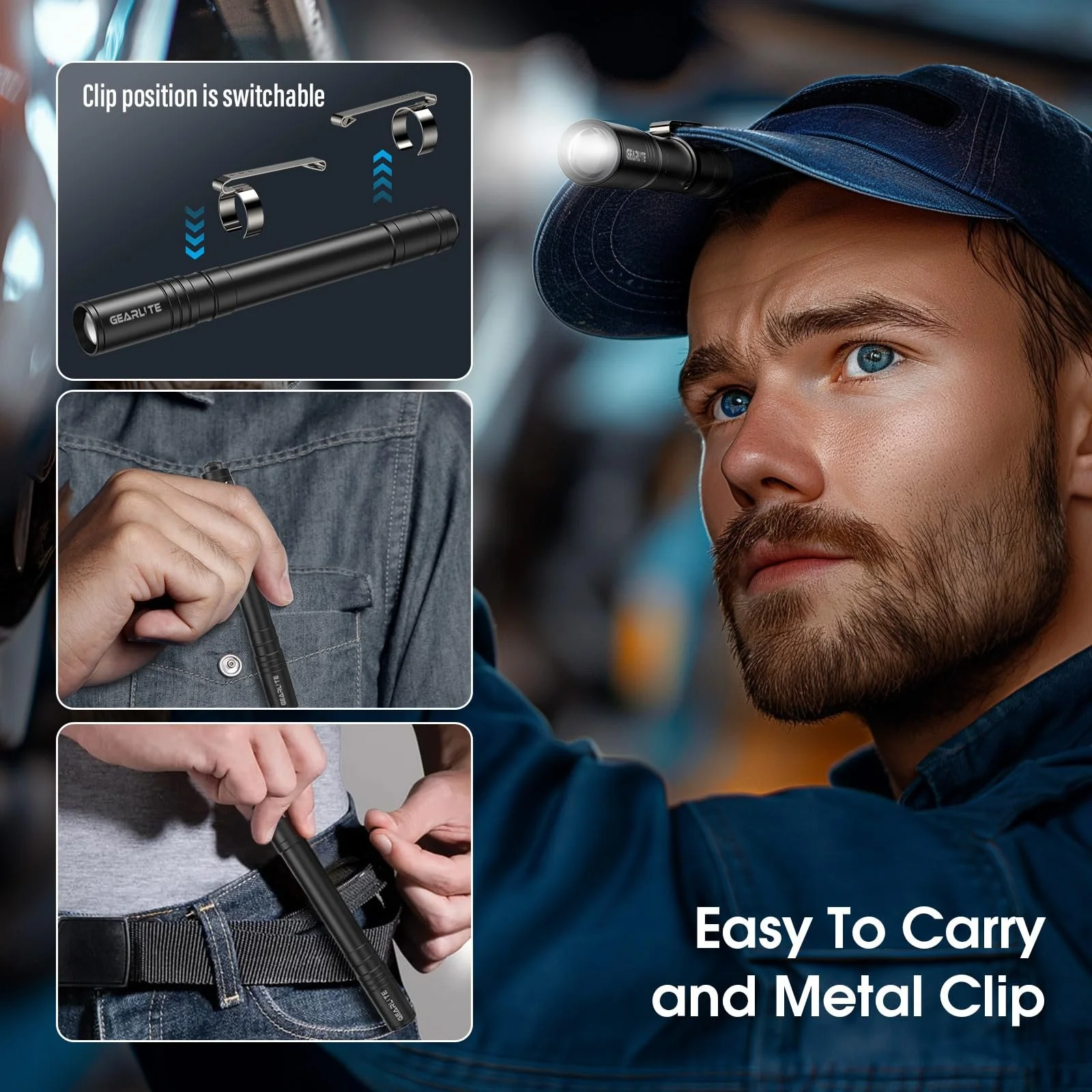 Ліхтарик GEARLITE LED Super Bright Набір з 4, IPX4 Водонепроникний Маленький Світлодіодний з Кліпсою, Легкий, фото №4