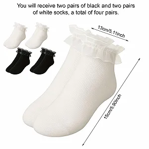 Жіночі шкарпетки з рюшами мереживні 4 пари для дорослих synthetic.ua - Фото 1